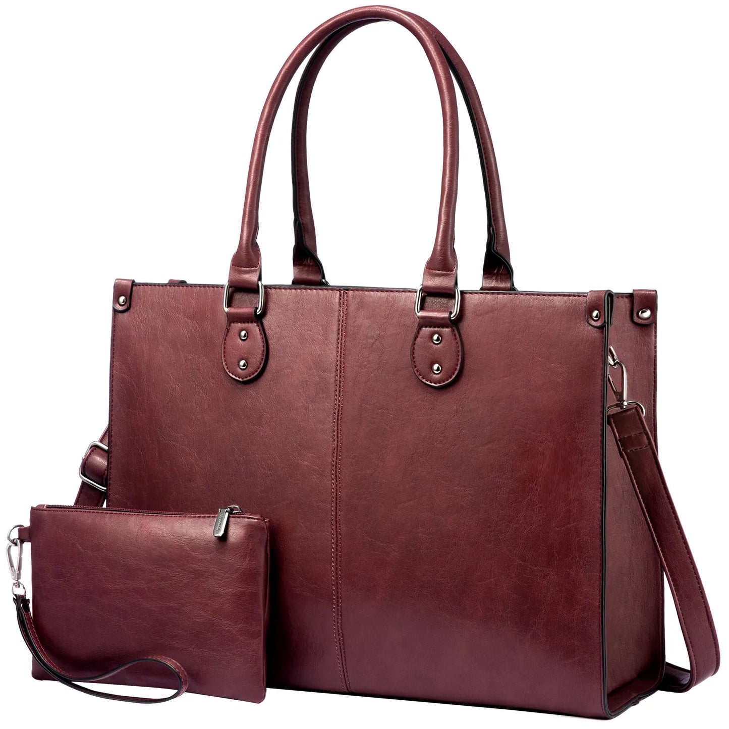 Vintage Leather Laptop Tote Bag – Large Capacity Business Handbag for Women, Stylish Work Bag & Computer Bag