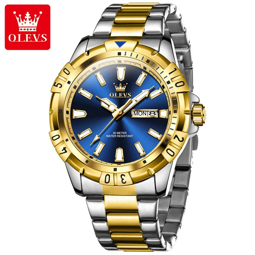 OLEVS 5560 Men's Quartz Watch - Stainless Steel, Waterproof, Luminous, Calendar