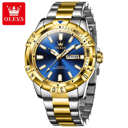 OLEVS 5560 Men's Quartz Watch - Stainless Steel, Waterproof, Luminous, Calendar