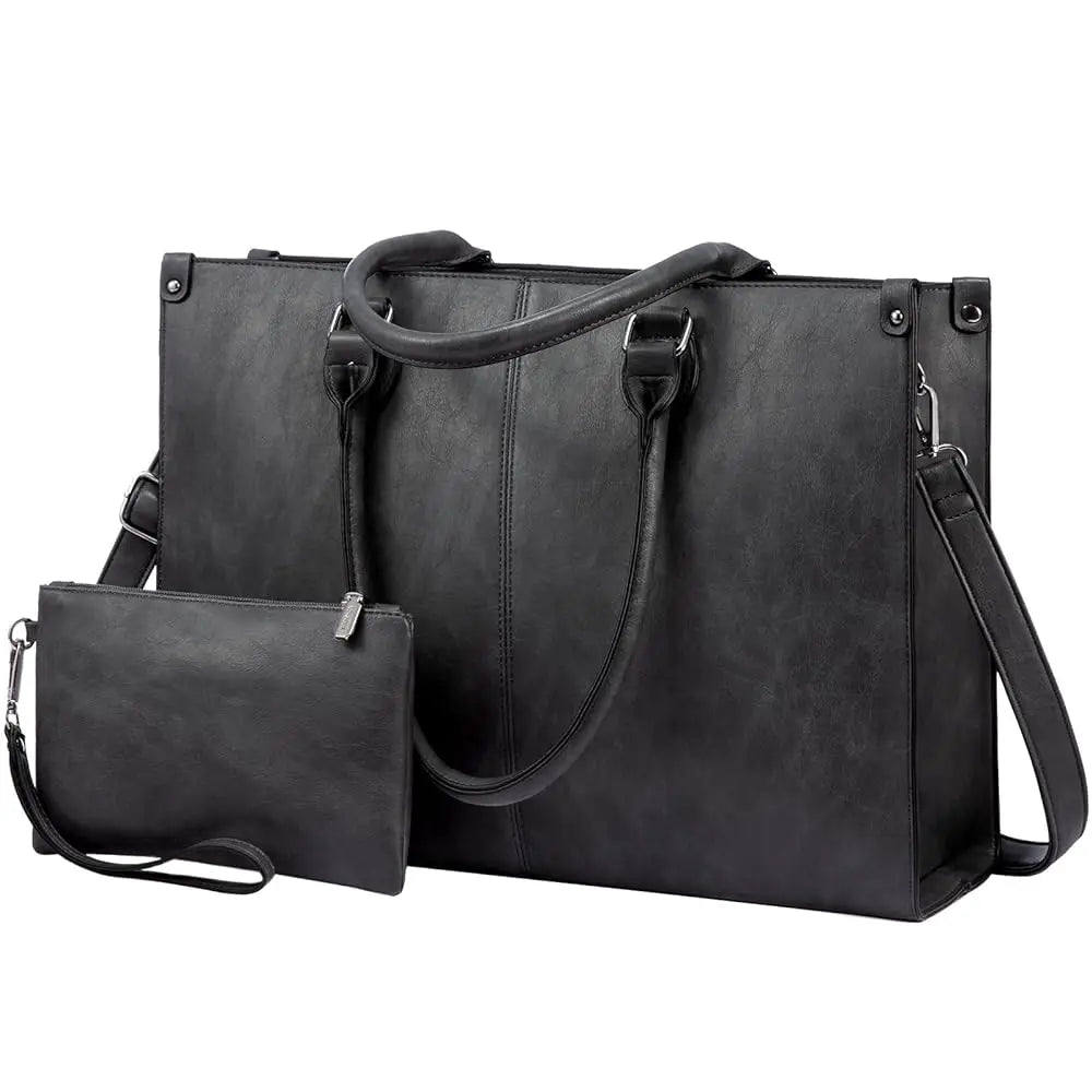 LOVEVOOK Women's PU Leather Tote - High-Quality 15.6-Inch Laptop Bag, Large Capacity Handbag Juliette