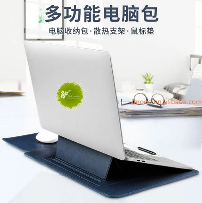 3-in-1 Laptop Bag with Stand & Mouse Pad | PU Leather Laptop Sleeve Case for 11-16 Inch Notebooks | Stylish & Portable Cover