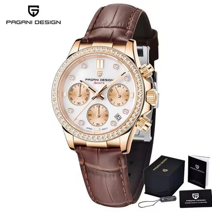 PAGANI DESIGN 1730 – Luxury Women's Quartz Chronograph Watch, Waterproof Dress Wristwatch with Original VD55 Movement