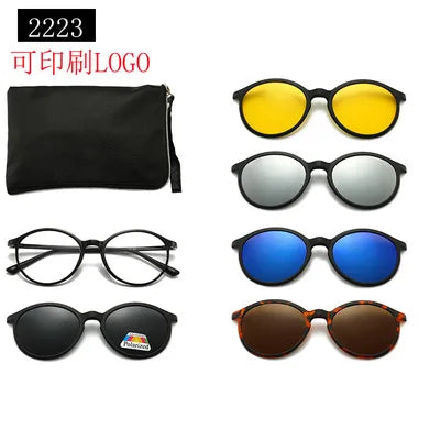 5-in-1 Polarized Magnetic Clip-On Sunglasses for Men & Women – Optical Frame with Magnet Clip-On Sun Glasses Robb