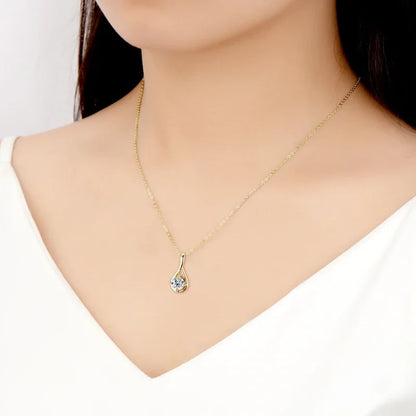 Romantic 18K Gold Plated Moissanite Pendant Necklace – Classic Four-Claw Design, S925 Sterling Silver for Women