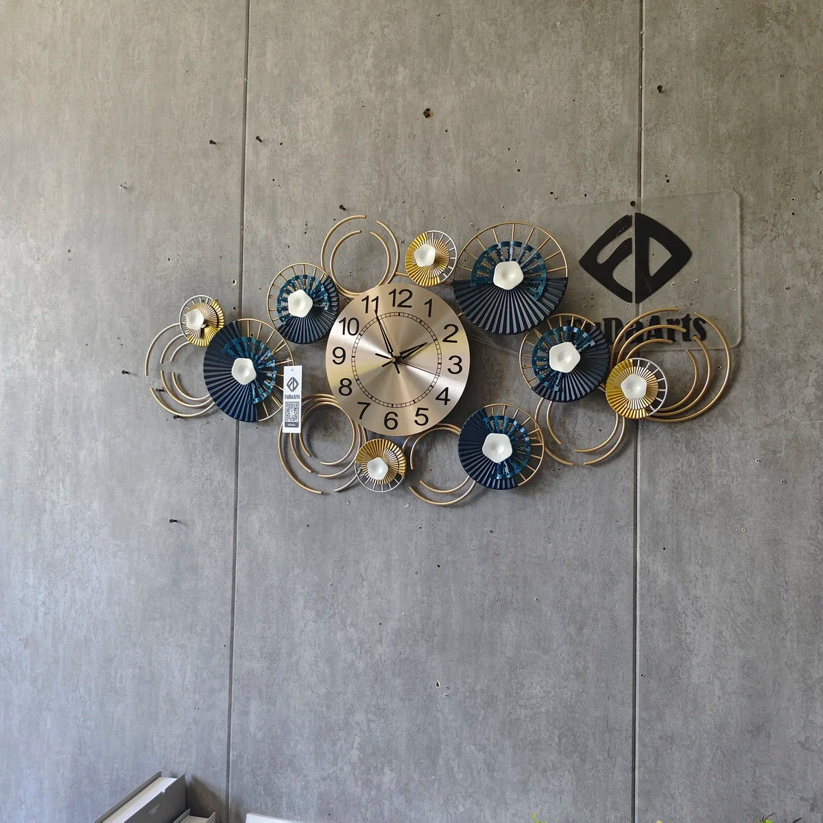 88x45cm Large Black Flower Wall Clock – Silent 3D Metal Art Design for Living Room, Office, and Home Decor