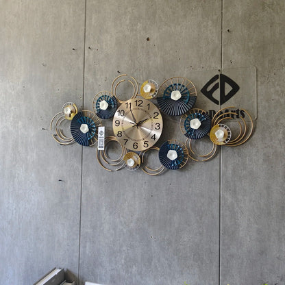 88x45cm Large Black Flower Wall Clock – Silent 3D Metal Art Design for Living Room, Office, and Home Decor