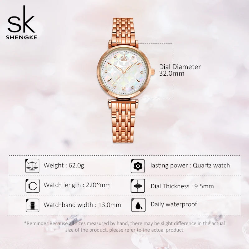 Shengke Women’s Waterproof Quartz Watch Set – Elegant Necklace & Earrings Jewelry Gift Thalia