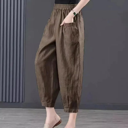 Women's Oversized Cotton Linen Lantern Pants | High-Waist Summer Casual Pants with Pockets Erica