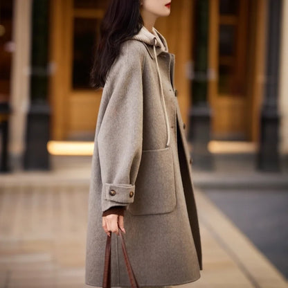 Elegant Hooded Woolen Women's Coat – Fashionable Winter Style Zoe