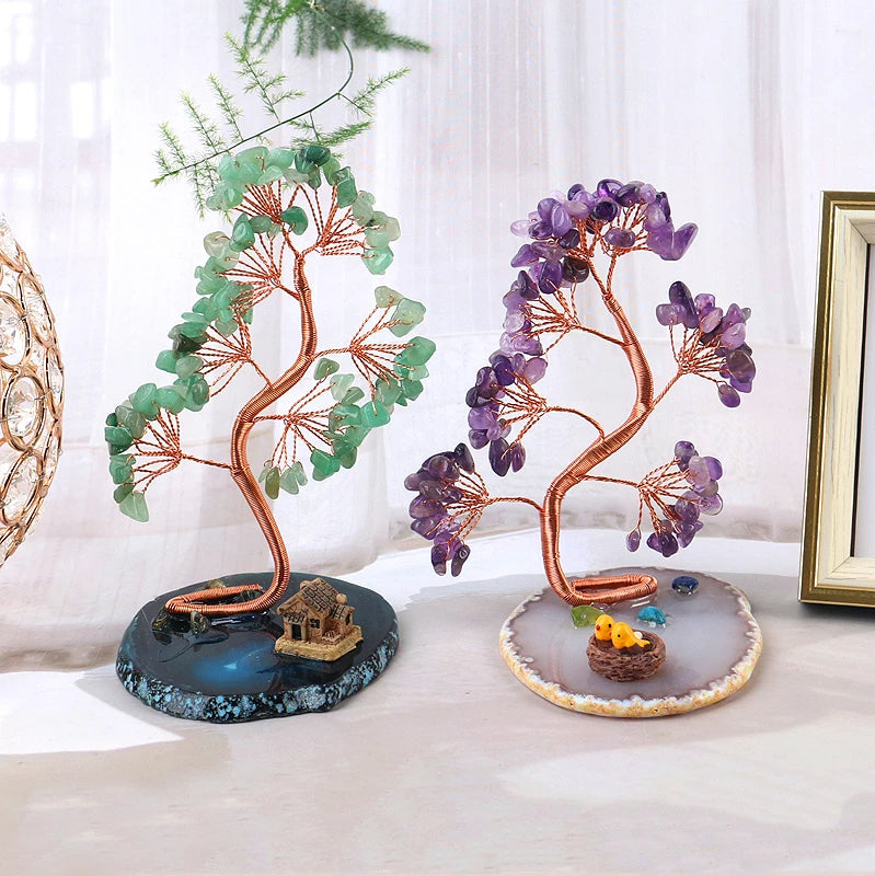 Natural Healing Crystals Tree – Amethyst & Rose Quartz for Home Decor