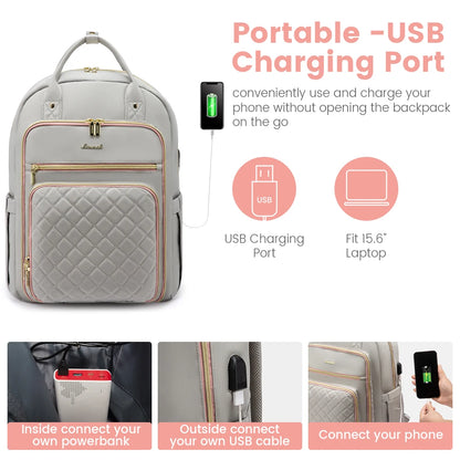 LOVEVOOK Fashion Travel Backpack | Water-Resistant, Multi-Pocket College Bookbag for Women, Fits 15.6" & 17" Laptops