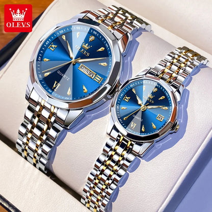 OLEVS 9998 Quartz Watch For Men & Women – Original Stainless Steel Band, Waterproof, with Calendar