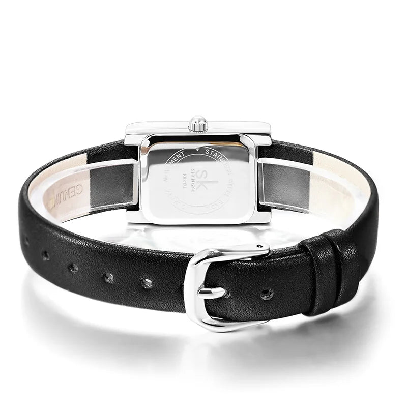 SHENGKE Roman Dial Quartz Watch for Women – Retro Leather Band Style Anaya