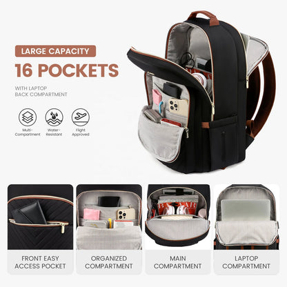 Waterproof Nylon Laptop Backpack for Women & Girls - 15.6 & 17-Inch College, School, Travel, and Business Bag