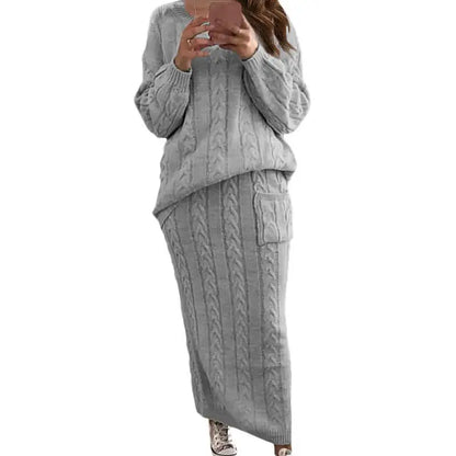 Women's Multi-Color Turtleneck Sweater Set - Drop Shoulder Knitwear for Comfortable Fall Fashion Lavinia