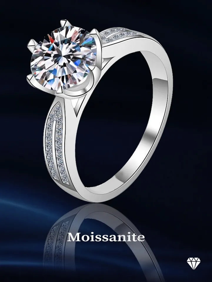 925 Sterling Silver 1.13ct VVS Moissanite Ring for Women – 6.5mm Wedding & Engagement Ring Cerent