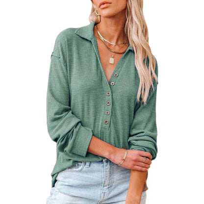 Elegant Women's Long-Sleeved Lapel Top for Autumn & Winter Outfits