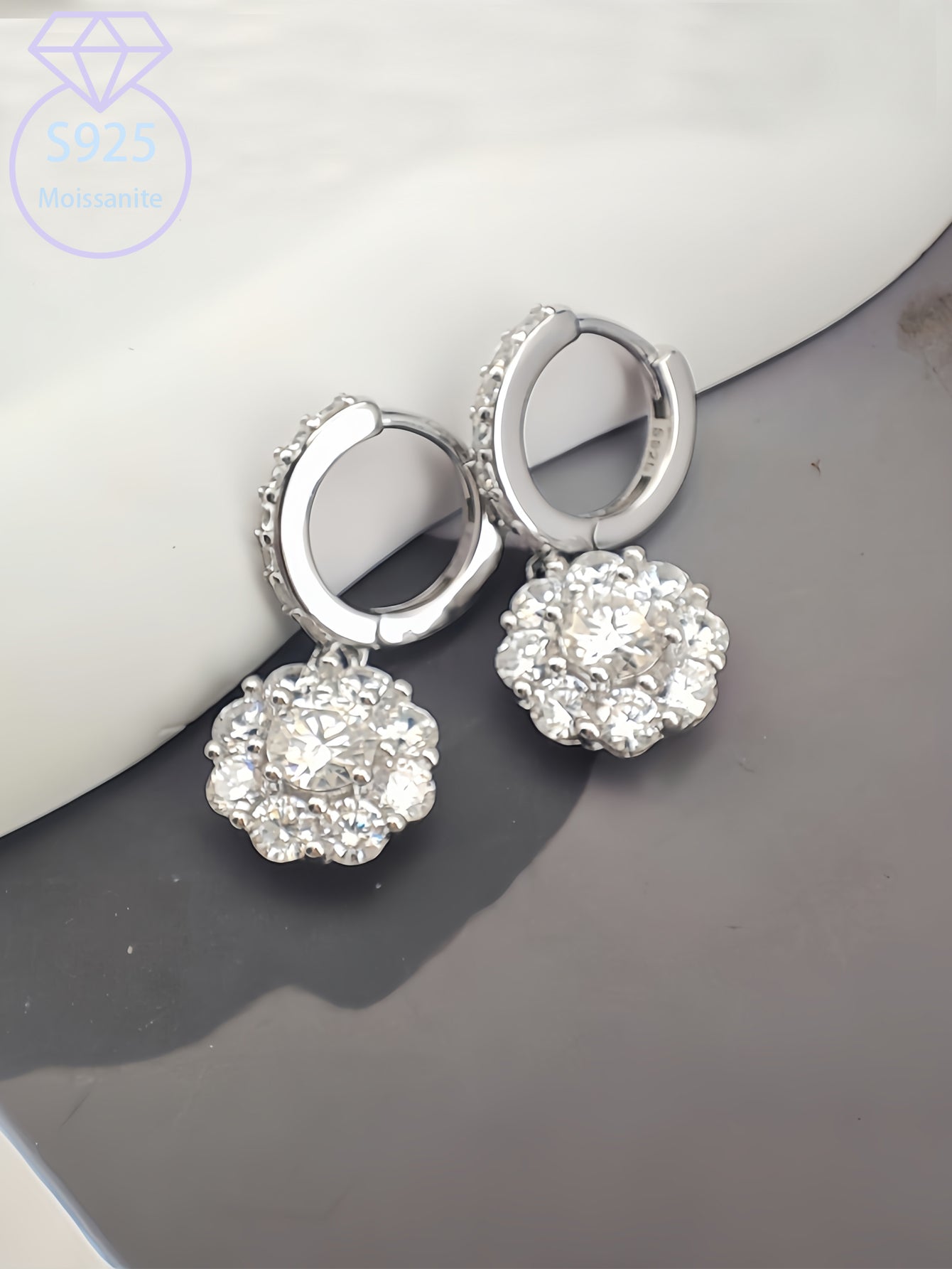 0.5 Carat Round Brilliant Moissanite Drop Earrings – S925 Sterling Silver Jewelry for Women