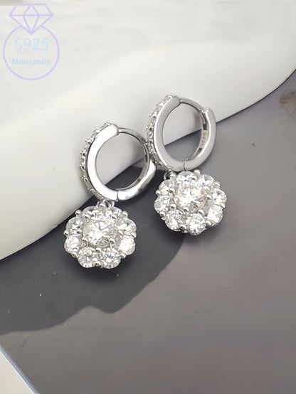 0.5 Carat Round Brilliant Moissanite Drop Earrings – S925 Sterling Silver Jewelry for Women