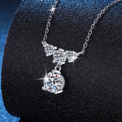 Elegant Moissanite Necklace | Sterling Silver with Gold Accent - Perfect Gift Leena