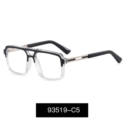 Men's Large Square Frame Glasses – TR90 + Metal Blue Light Blocking Double Bridge Eyewear