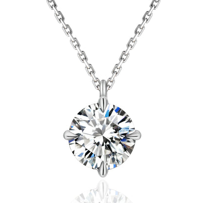 Moissanite Necklace for Women - 925 Sterling Silver Gold-Plated Solitaire Pendant with Lab-Created Diamond
