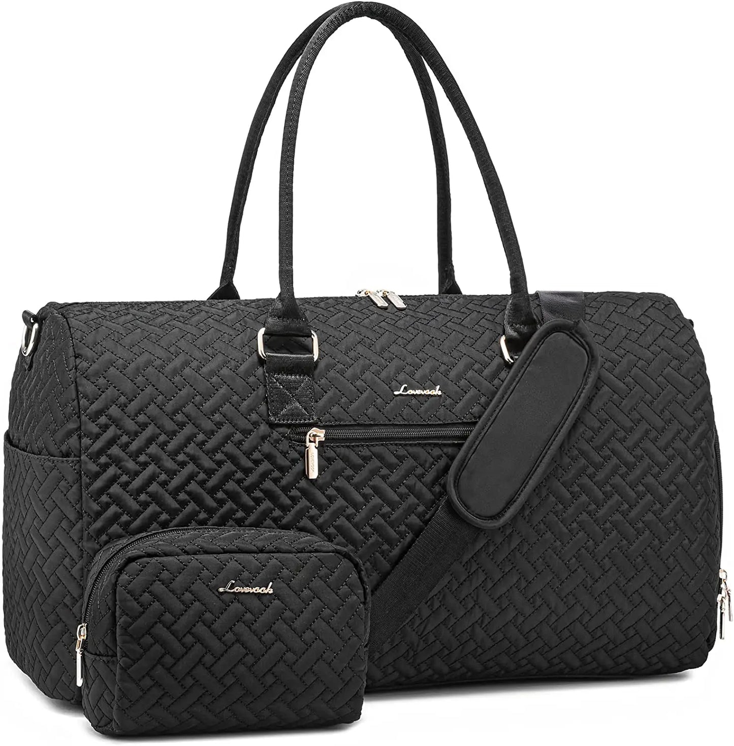 LOVEVOOK 2022 Luxury Quilted Weekender Duffel Bag - Custom Canvas Travel Bag for Men & Women Glazy
