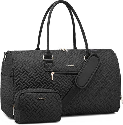 LOVEVOOK 2022 Luxury Quilted Weekender Duffel Bag - Custom Canvas Travel Bag for Men & Women Glazy