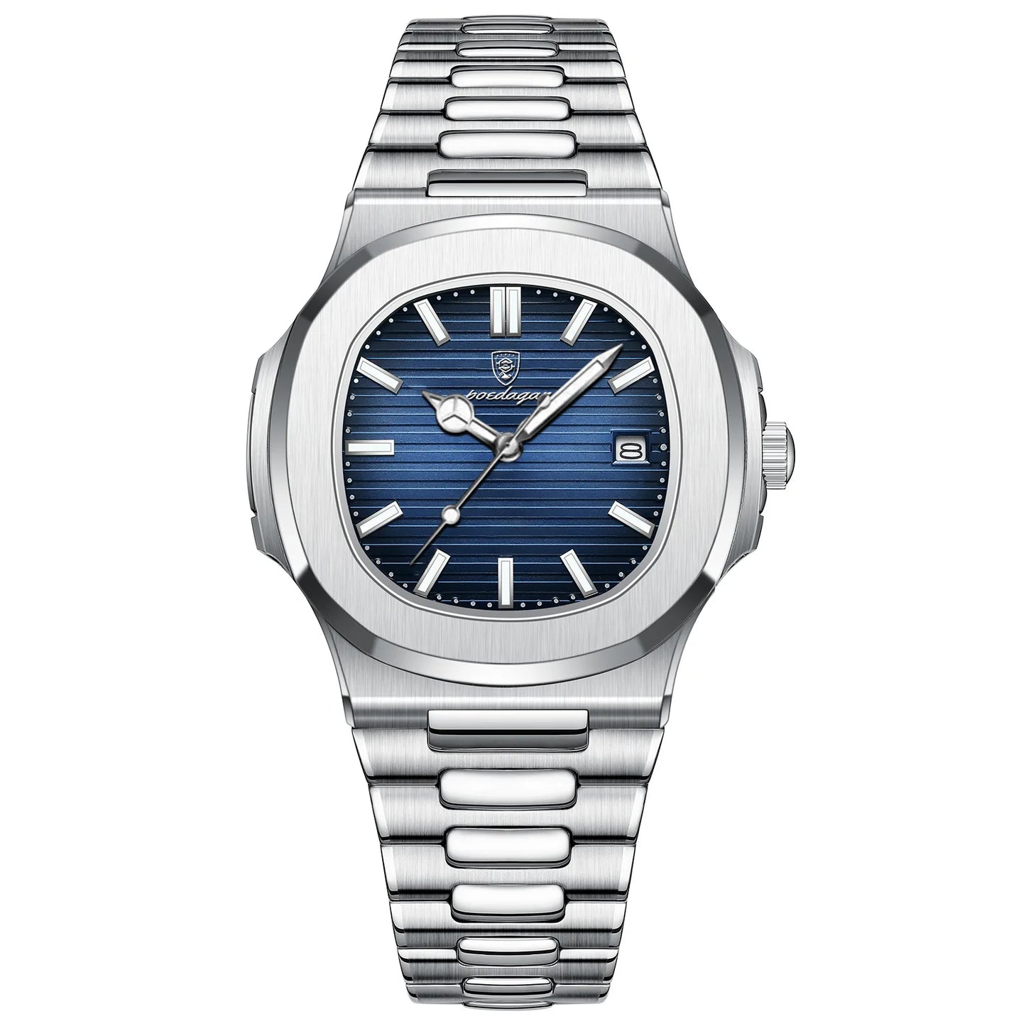 POEDAGAR 613 Men's Luxury Gold Watch – Fashion Square Quartz Business Watch with Stainless Steel, Waterproof, Luminous, and Date Display Thierry