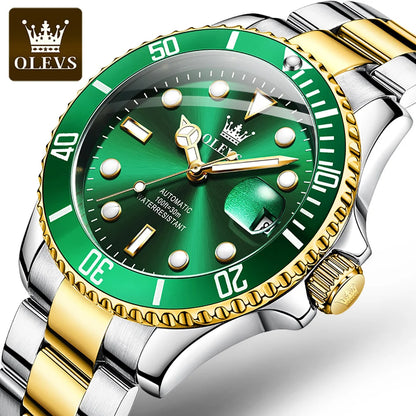 OLEVS 6605 Men's Luxury Watch - Automatic Mechanical, Stainless Steel Band, Elegant Relogio Montre Homme Wristwatch