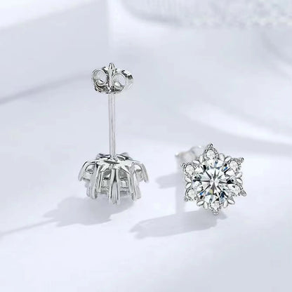 High-Grade Snowflake Moissanite Ear Studs – Women's Fashion 925 Sterling Silver Earrings Ida
