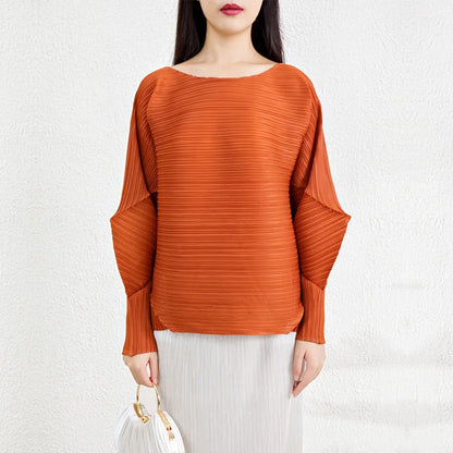 Women's Pleated Miyake Top - Casual Irregular Design | Stylish & Comfortable Blouse Nova