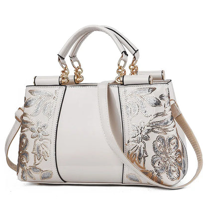 Large Capacity Women's Shoulder Bag - Sequins Flower Pattern Crossbody Handbag for Everyday Use