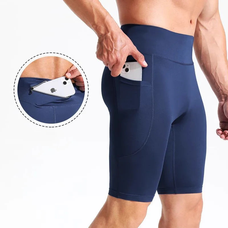 Men’s Quick‑Dry Compression Basketball Shorts – Ice Silk Running & Marathon Shorts with Back Pocket John Ray