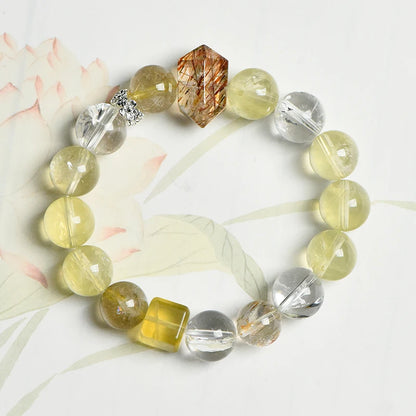Fashionable Natural Beaded Bracelets – Citrine, White Phantom, Black Gold, Super Seven Flash Stone
