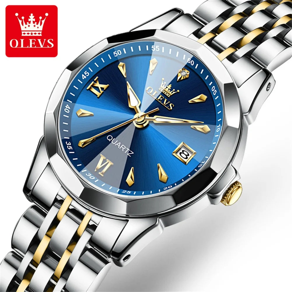 OLEVS 9998 Quartz Watch For Men & Women – Original Stainless Steel Band, Waterproof, with Calendar