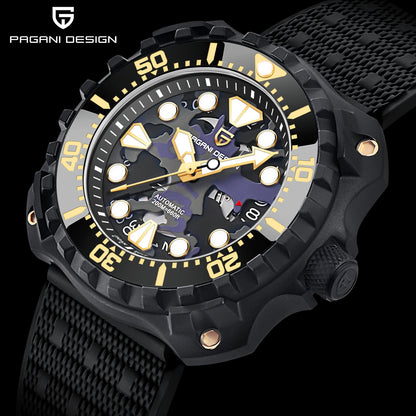 PAGANI DESIGN PD YN009 Men's Mechanical Watch - Camouflage Hollow Automatic NH35 Movement, 200M Waterproof Dive Watch