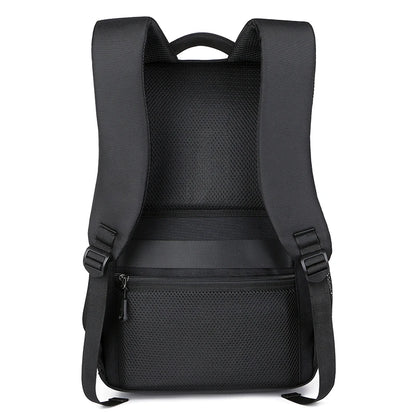 Lightweight Waterproof PU Laptop Backpack – 15.6-Inch Business Travel School Bag with USB Charging Port