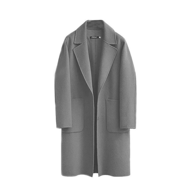 Women's Double-Sided Woolen Coat - Long Loose Jacket with Cotton Filling & Pockets for Autumn Winter Catrina