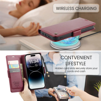 Magnetic Shockproof Leather Wallet Case – Luxury Kickstand with RFID Blocking for iPhone 14, 13, 12 Pro Max