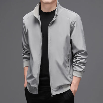 Men's Solid Color Stand Collar Jacket - Business Casual Autumn Outerwear Jace