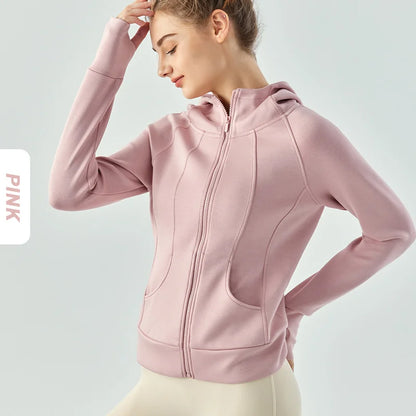 Women's Winter Fleece Zip-Up Hoodie Jacket | Long Sleeve, Thumb Hole, Warm Outdoor Fitness Style Xena