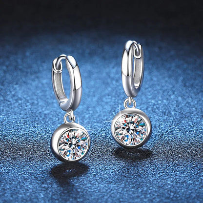 Unisex S925 Sterling Silver Earrings | 1 Carat D-Color Moissanite Floral Gold-Plated Charm Stud Hoops | Perfect for Anniversaries Leticia