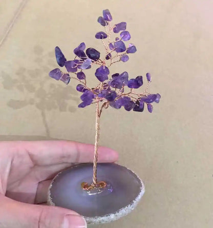 Crystal Money Tree – Natural Amethyst Tree with Healing Stones for Positive Energy, Feng Shui, and Home Decor