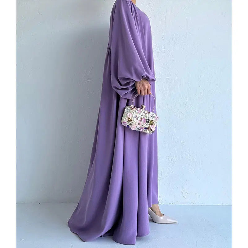 Two-Piece Abaya Set with Long Sleeve Outer & Sleeveless Inner Dress – Dubai & Turkey Style Muslim Nabila