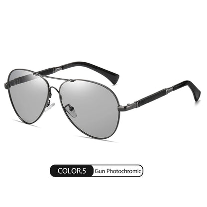 Luxury Pilot Polarized Night Vision Glasses – Memory Metal Photochromic Sunglasses for Men & Women | Driving Eyewear Edison