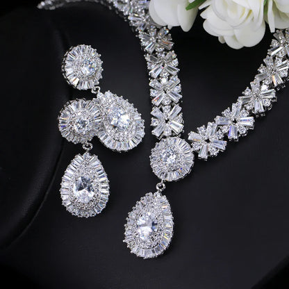 4-Piece Sparkling Cubic Zirconia Jewelry Set | Luxury Necklace, Earrings, Bracelet & Ring for Women Amanda