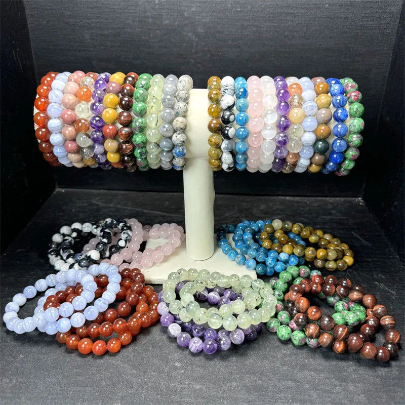 10MM Rose Quartz Healing Crystal Gemstone Beaded Stretch Bracelet – Energy, Love & Perfect Gift