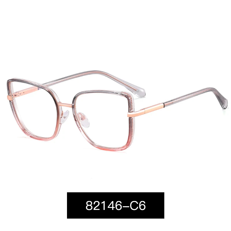 Large Frame Fashion Eyeglasses Women's Anti Blue Light Blocking Glasses