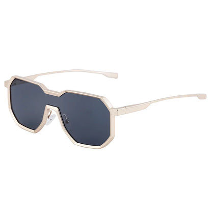 Steampunk Metal Frame Sunglasses for Men | Irregular One-Piece UV400 Designer Shades Logan